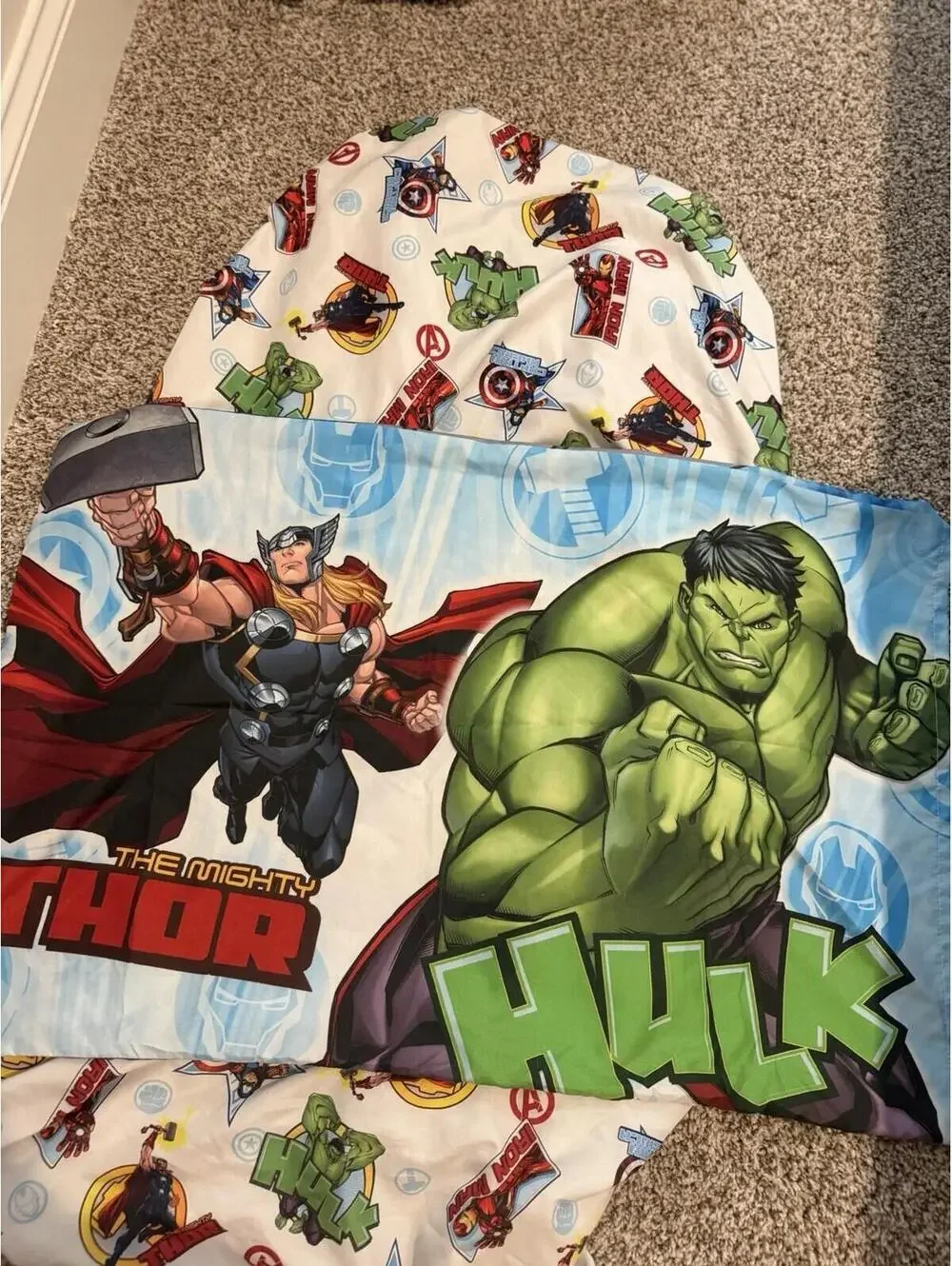 Marvel Avengers Superheroes 2piece TODDLER SHEET SET Fitted And Pillowcase